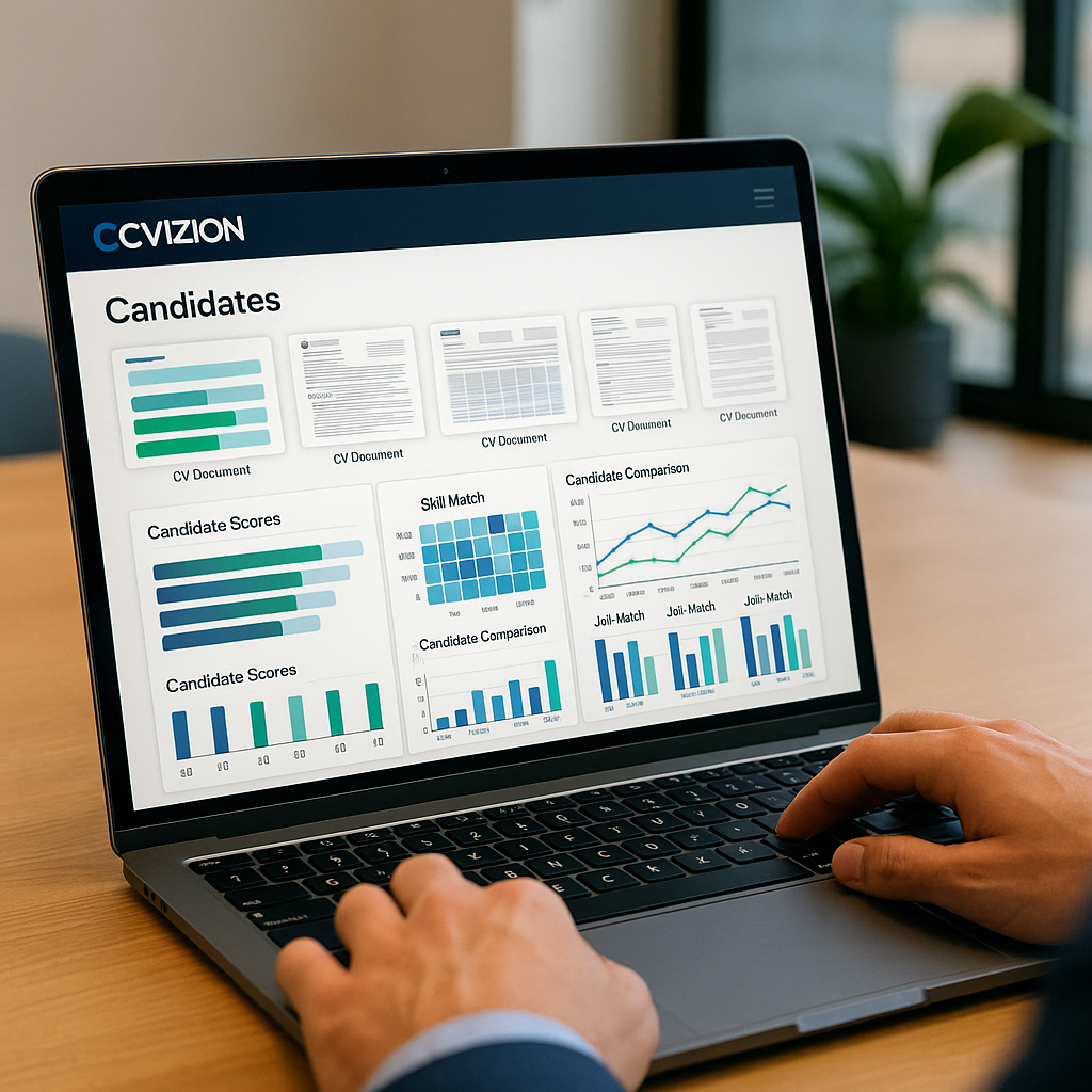 CVizion candidate dashboard with charts and scores